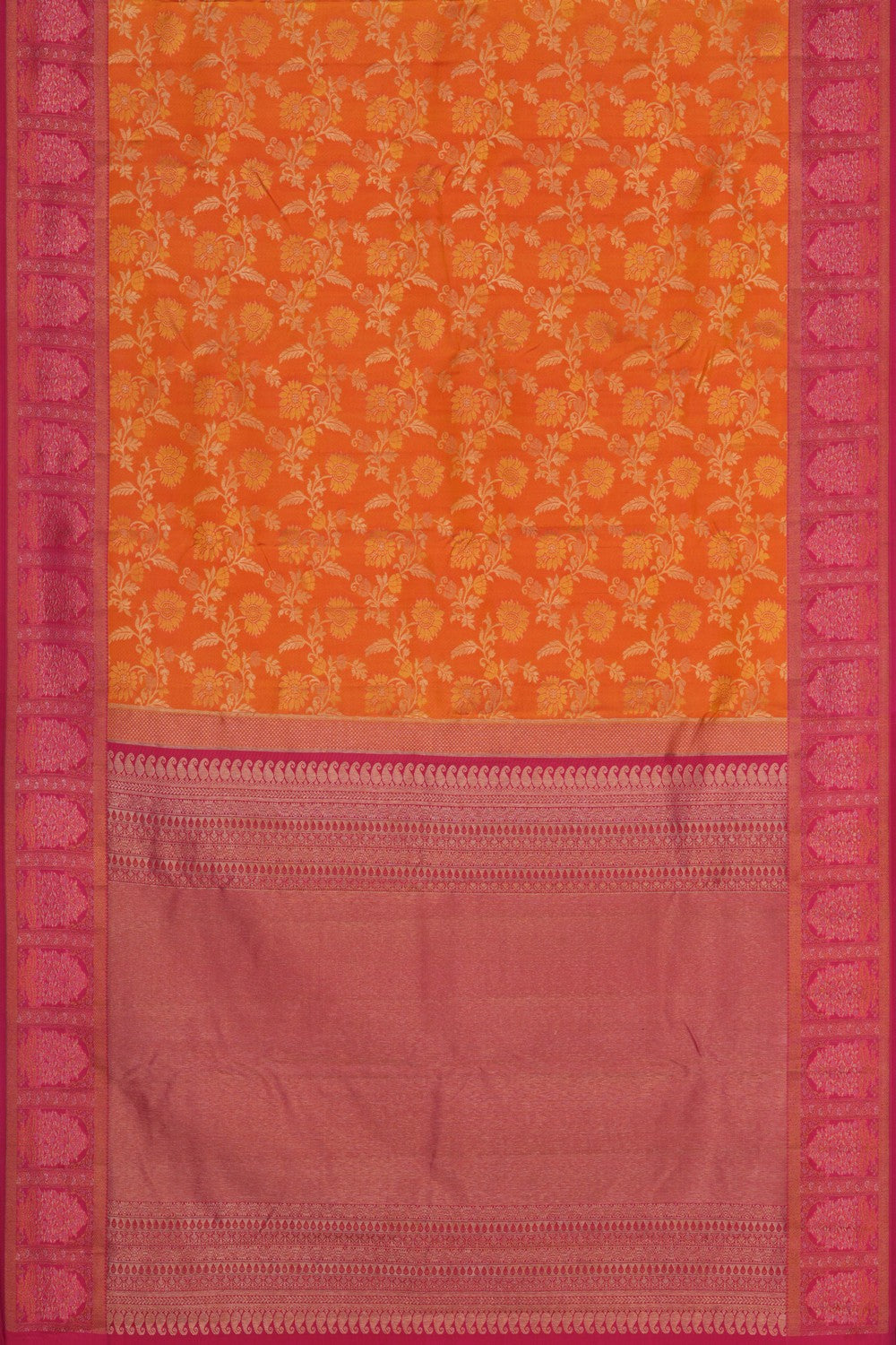 Image of Kanchipattu Brocade Orange Saree